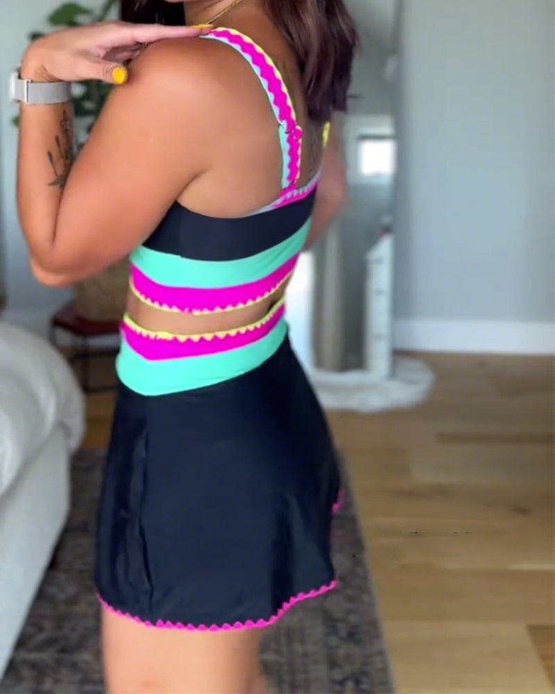 Myra™ Three-Piece Color Block Swimsuit