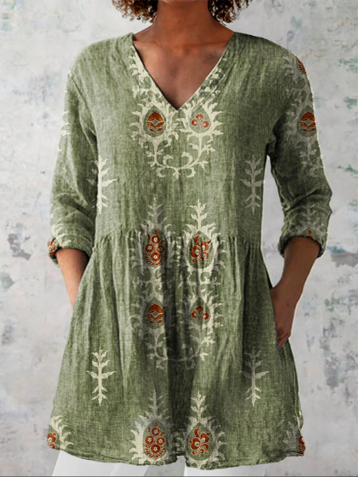 Elise™ V-Neck Long Blouse
