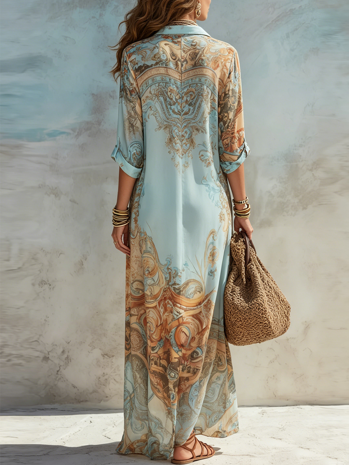 Luni™  Blue Printed Shirt Dress