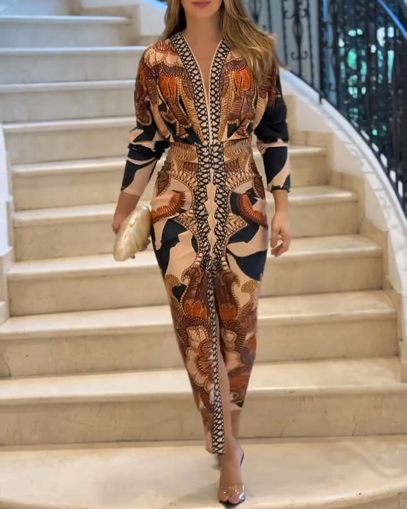 Seraphina™ Baroque Ruched Maxi Dress