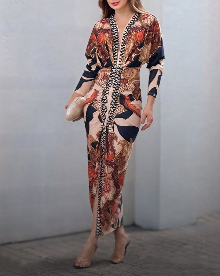 Seraphina™ Baroque Ruched Maxi Dress