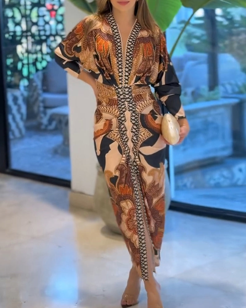 Seraphina™ Baroque Ruched Maxi Dress