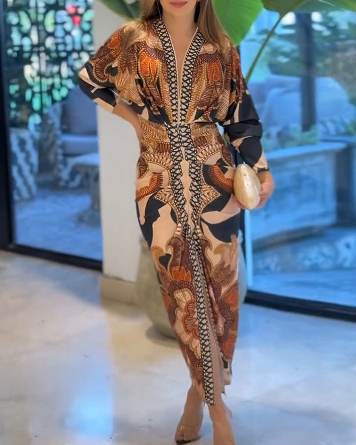 Seraphina™ Baroque Ruched Maxi Dress