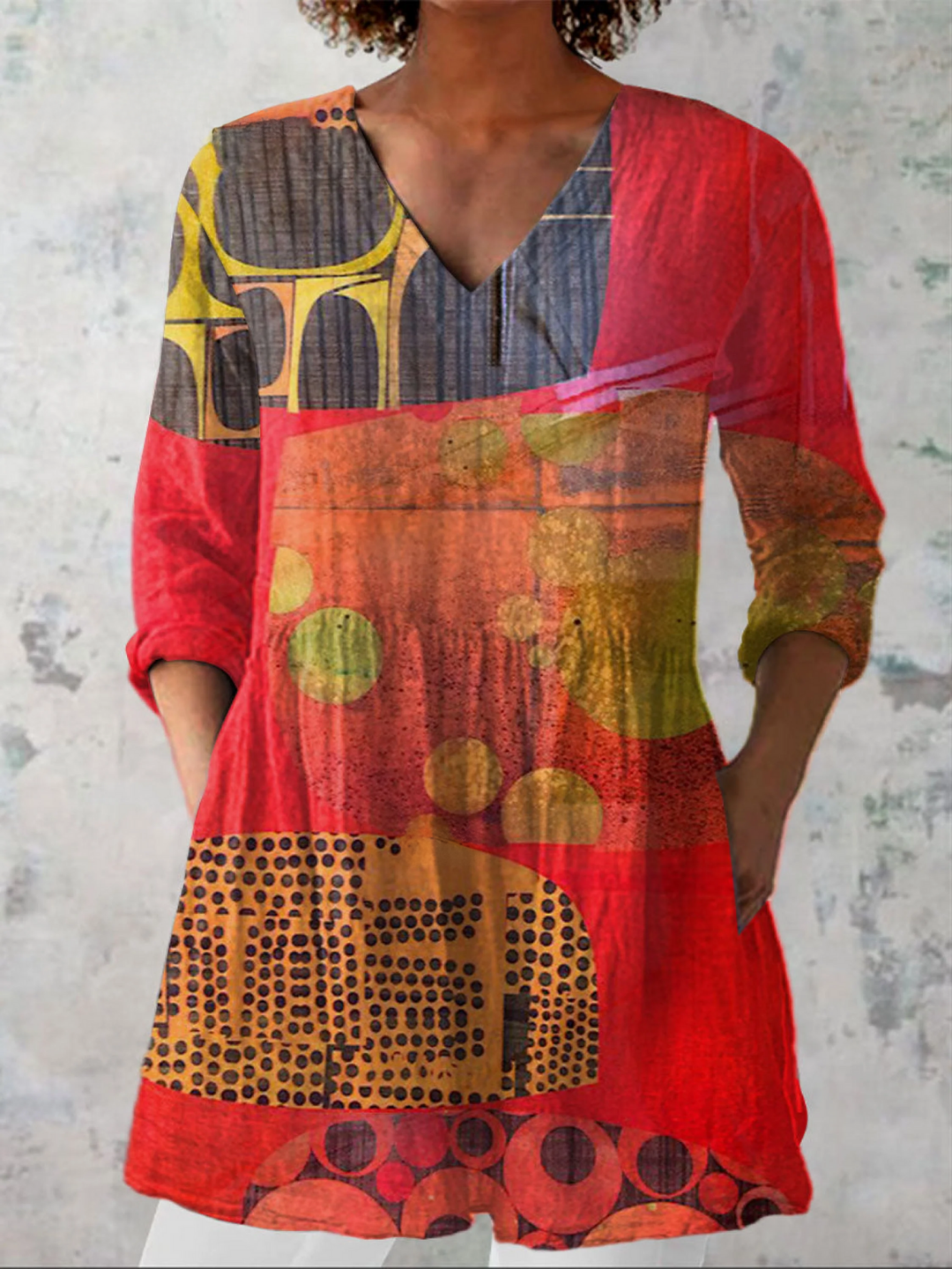 Lucie™Long Blouse with V-Neck