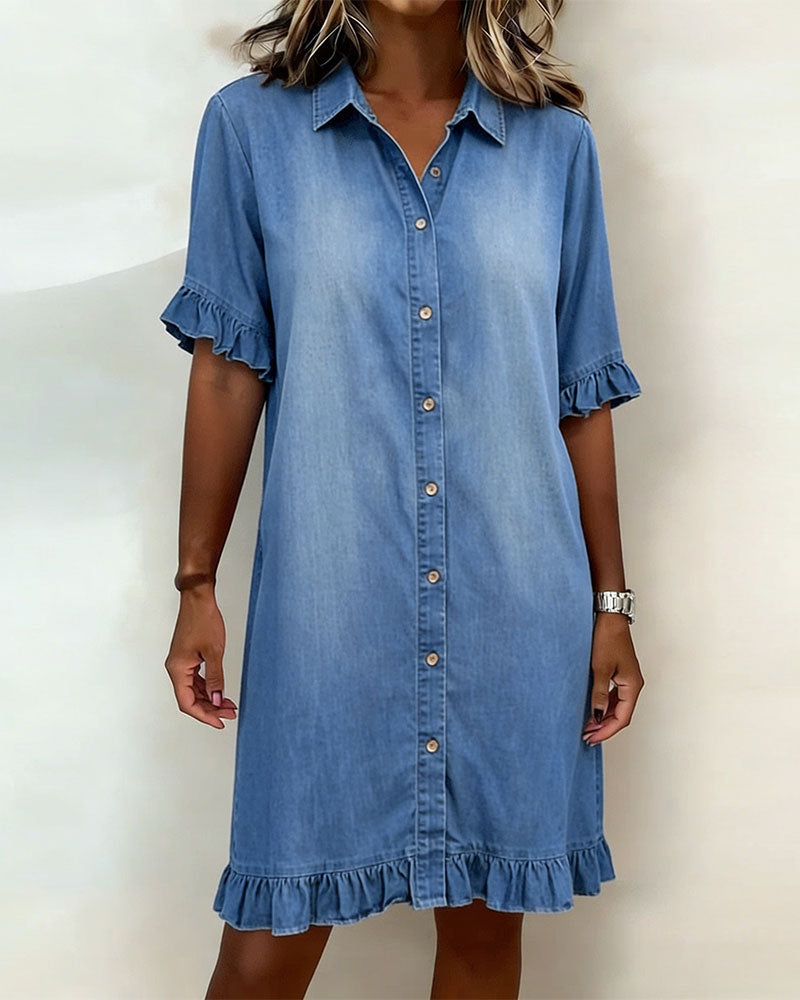 Thea™ denim dress with flattering ruching