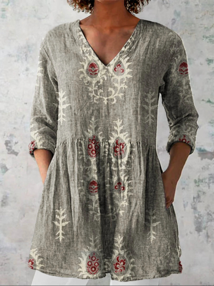 Elise™ V-Neck Long Blouse