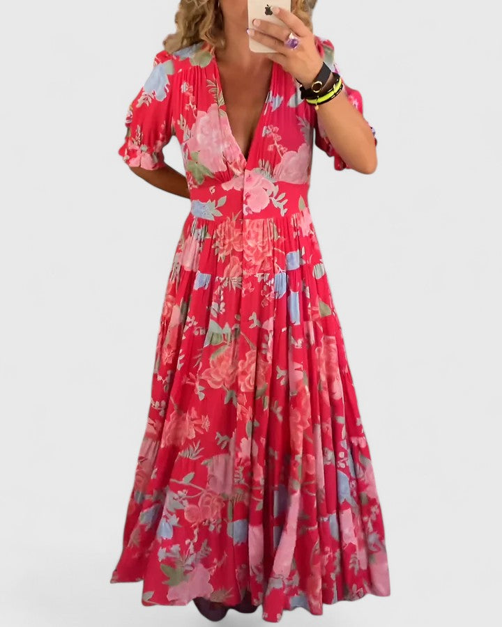 Minelda™  Floral V-neck Dress