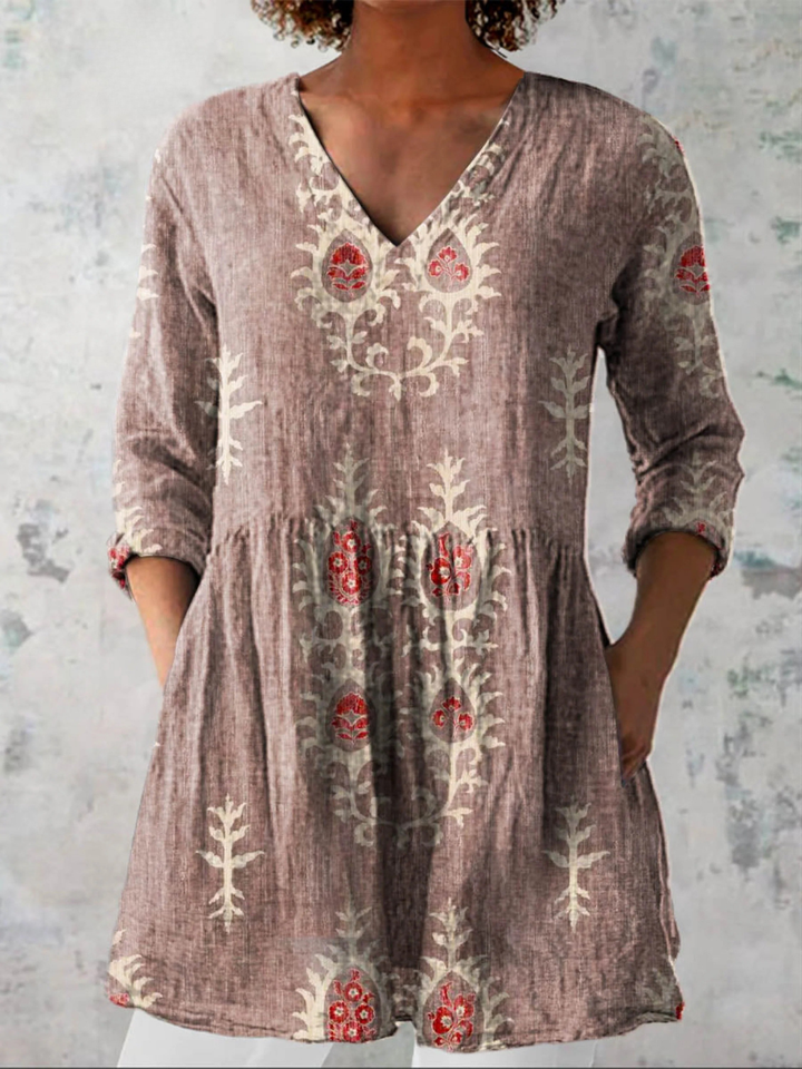 Elise™ V-Neck Long Blouse