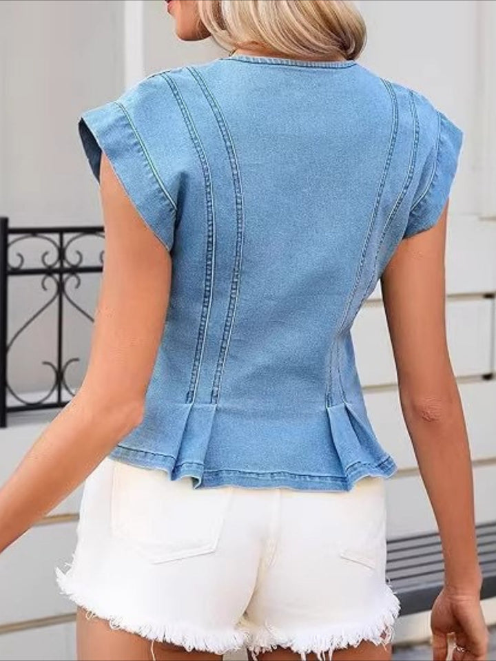 Viera™ V-Neck Denim Top