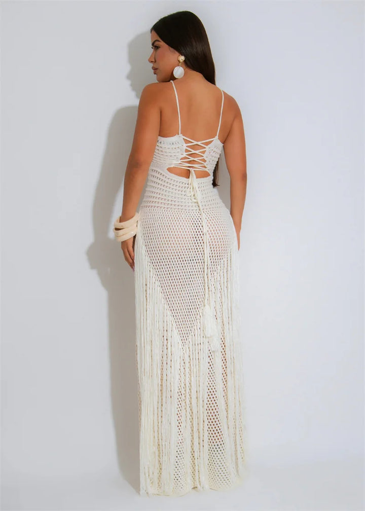 Zahara™ Crochet Fringe Maxi Cover-Up