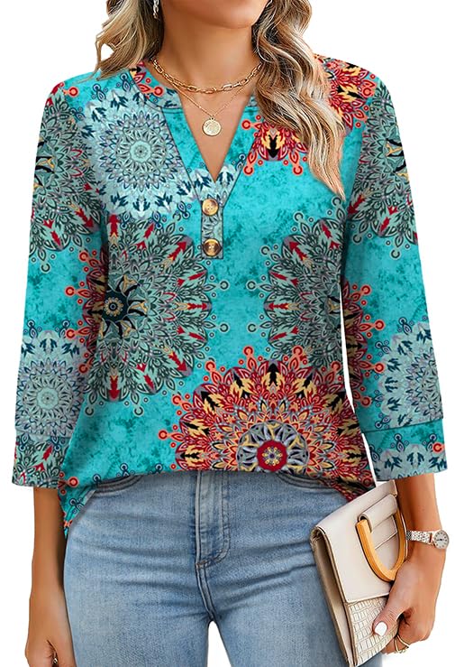 Sylvia™ Boho V-Neck Button Blouse