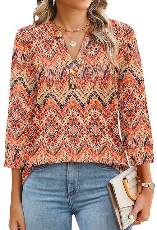 Sylvia™ Boho V-Neck Button Blouse