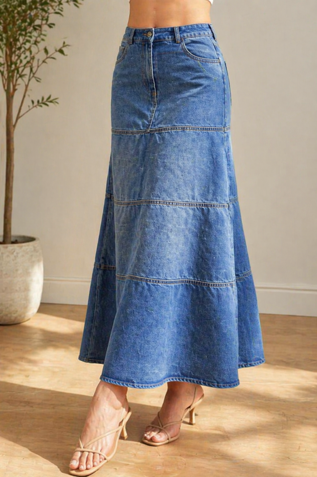 Mary™ Mid-Length Denim Skirt