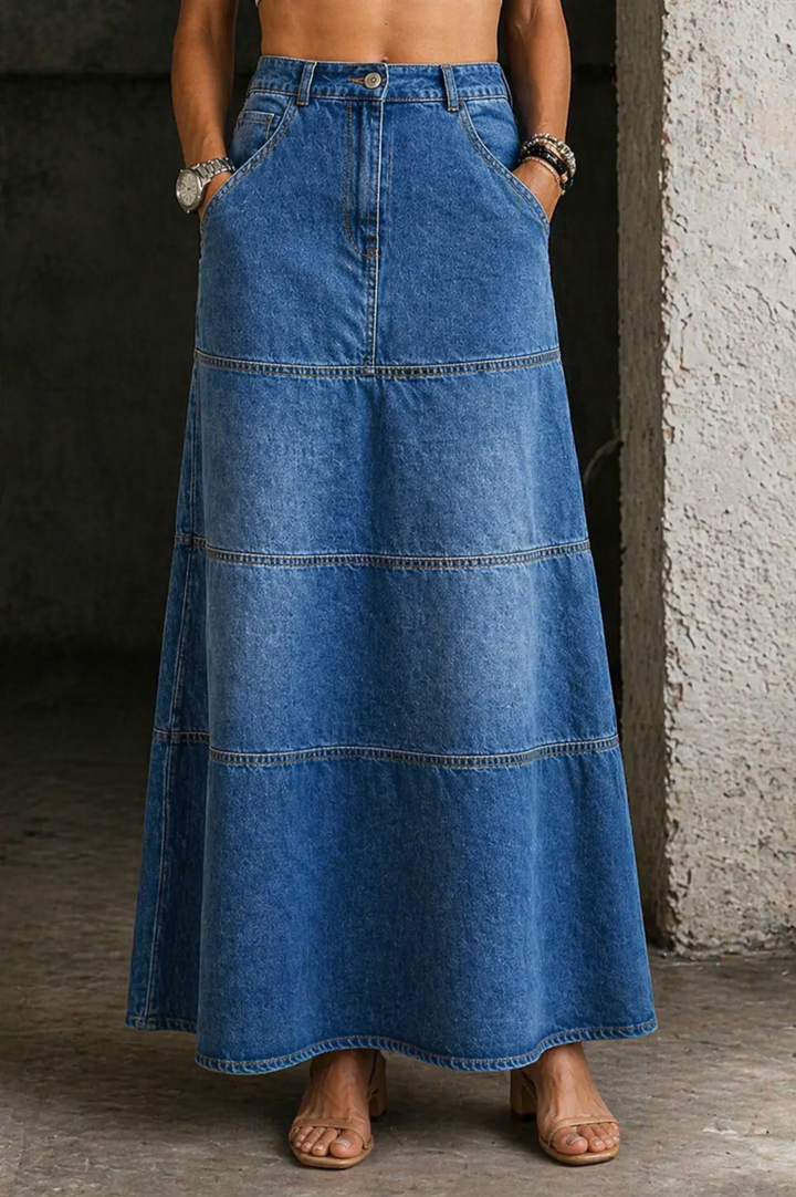 Mary™ Mid-Length Denim Skirt