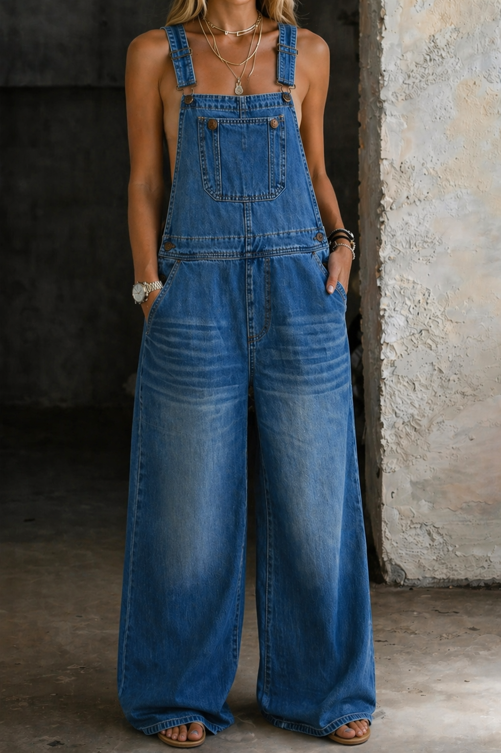 Harper™ Elastic Waist Denim Jumpsuit