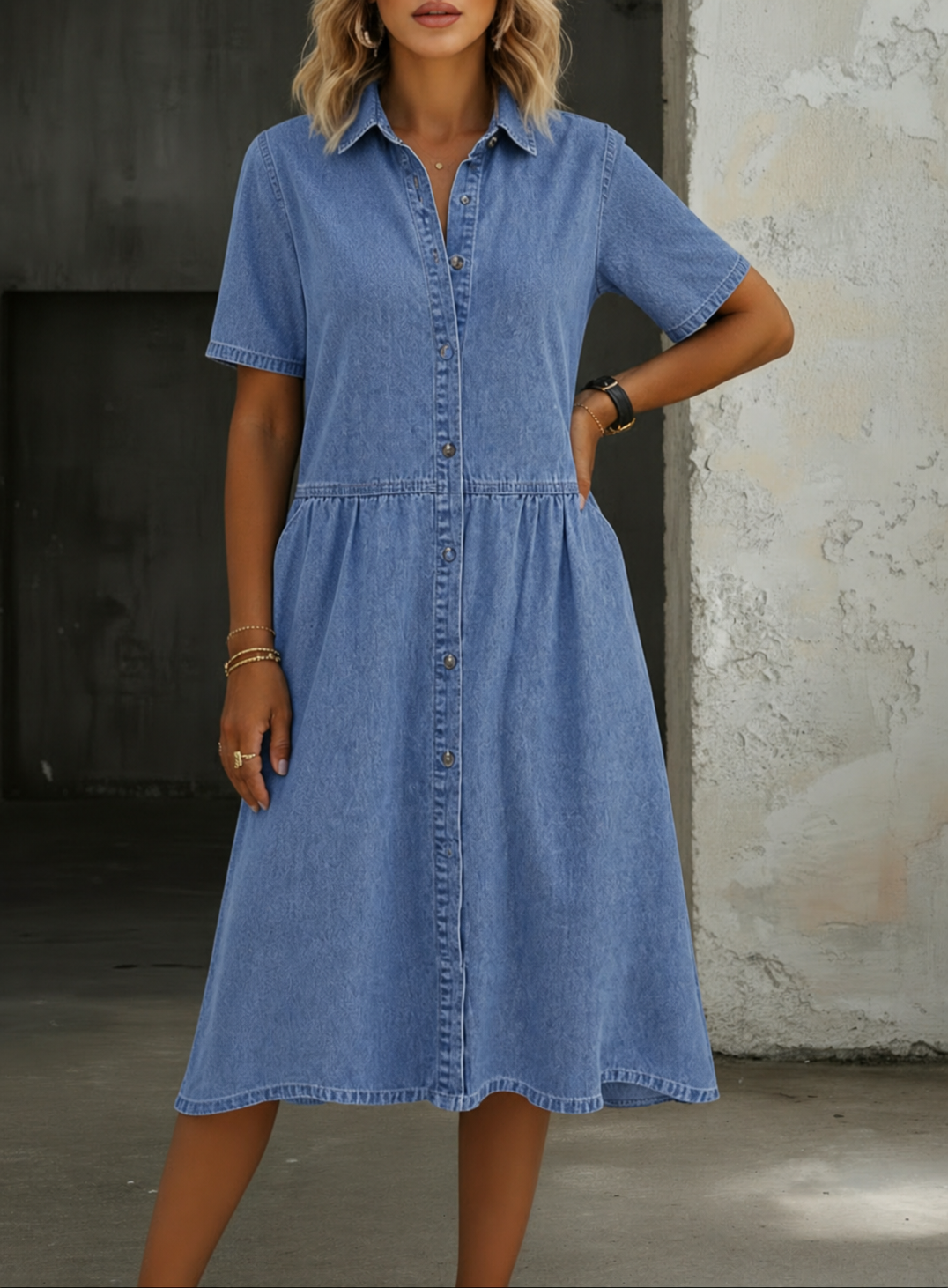 Carol™ Short Sleeve Denim Dress