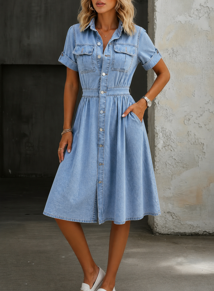 Deborah™ Short Sleeve Denim Dress