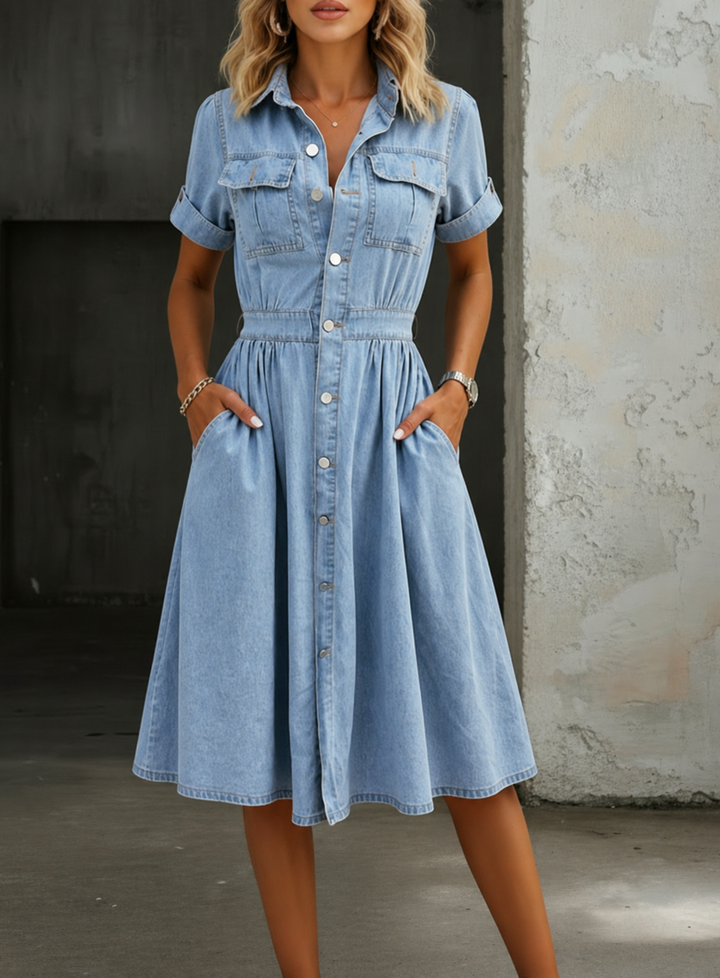 Deborah™ Short Sleeve Denim Dress