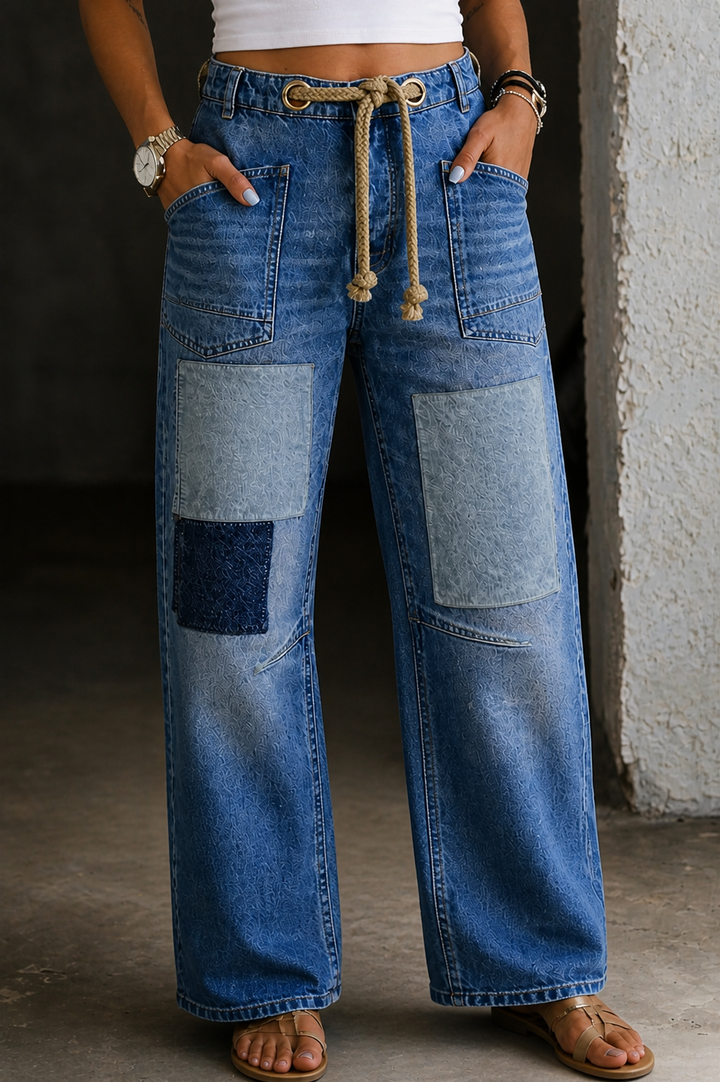 Margaret™ Patchwork Drawstring Jeans