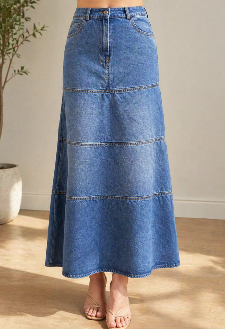 Mary™ Mid-Length Denim Skirt