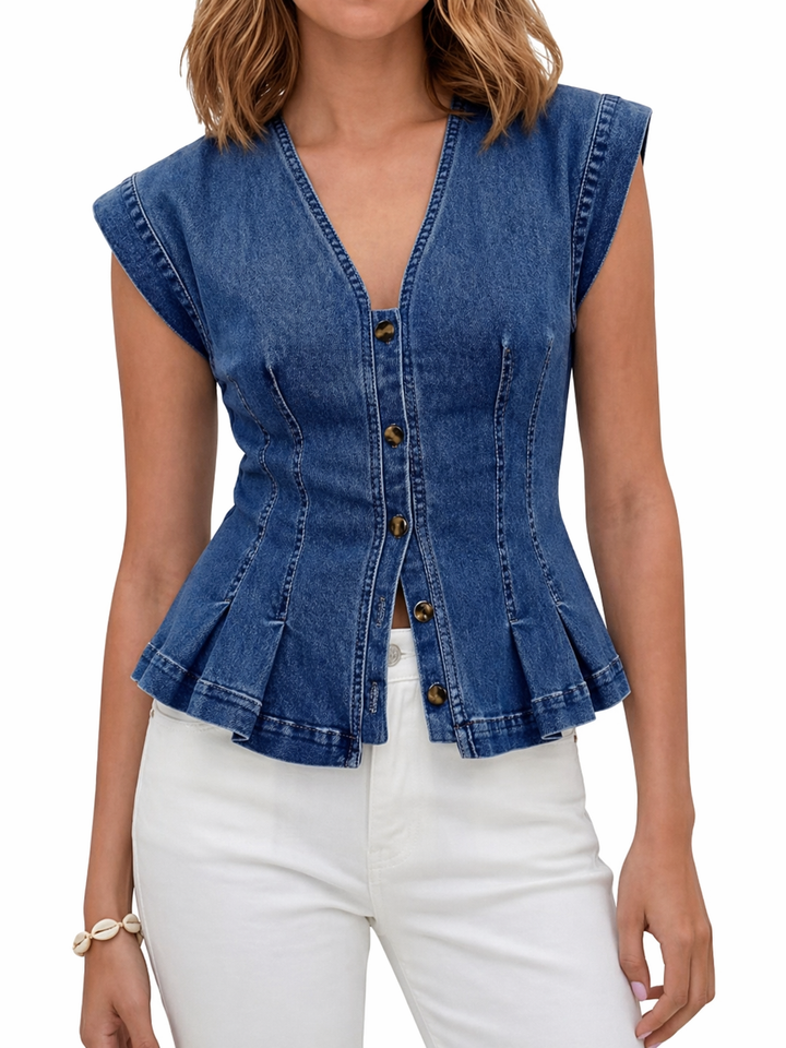 Viera™ V-Neck Denim Top