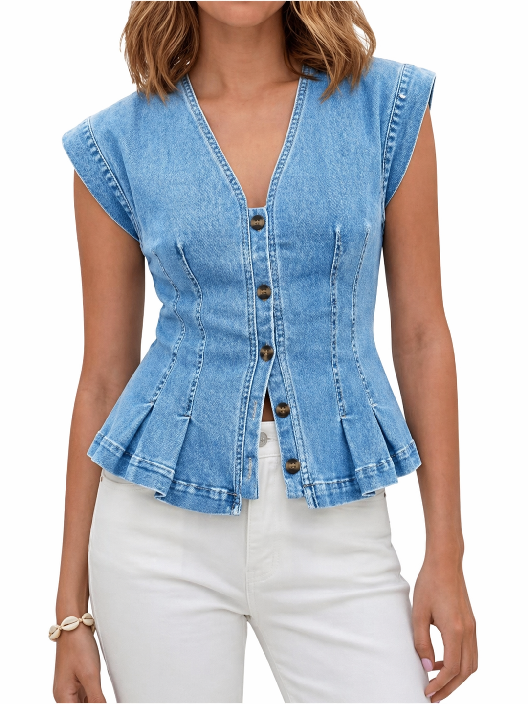 Viera™ V-Neck Denim Top