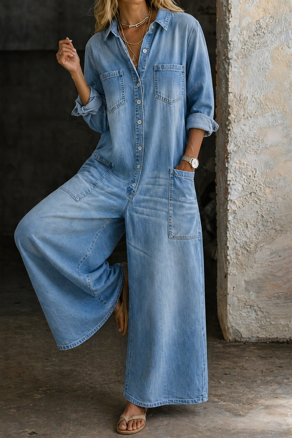 Vivienne™ Casual Denim Jumpsuit