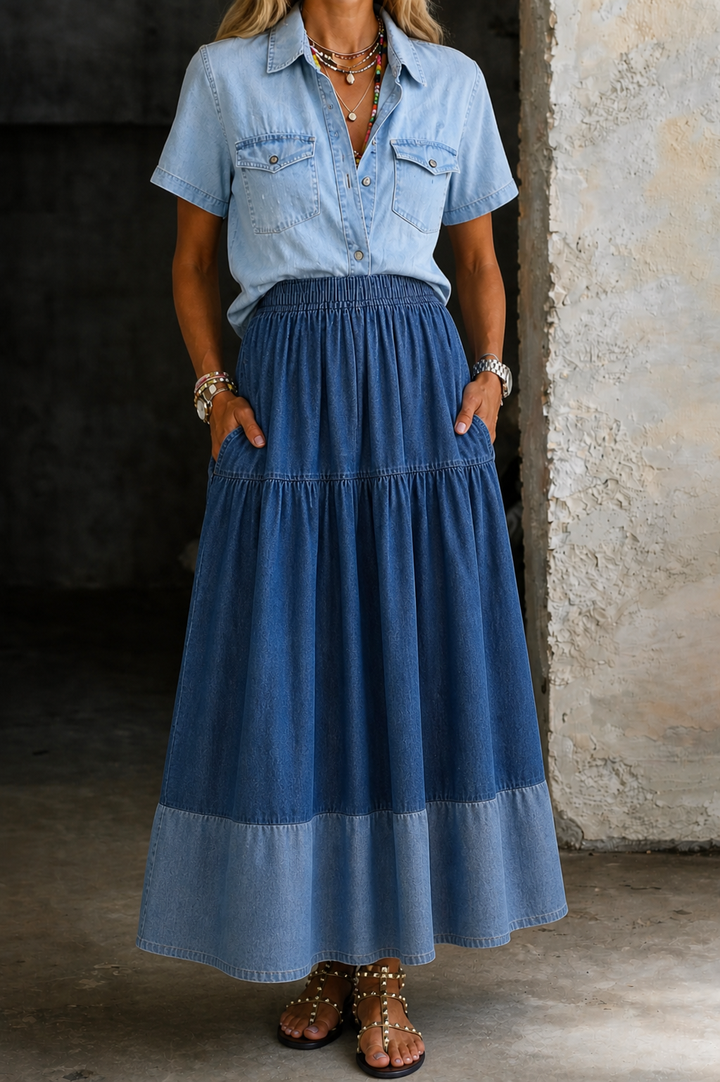 Sarah™ Elastic Waist Denim Skirt