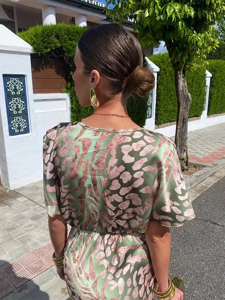 Clarandra™ Twist-Waist Printed Midi Dress