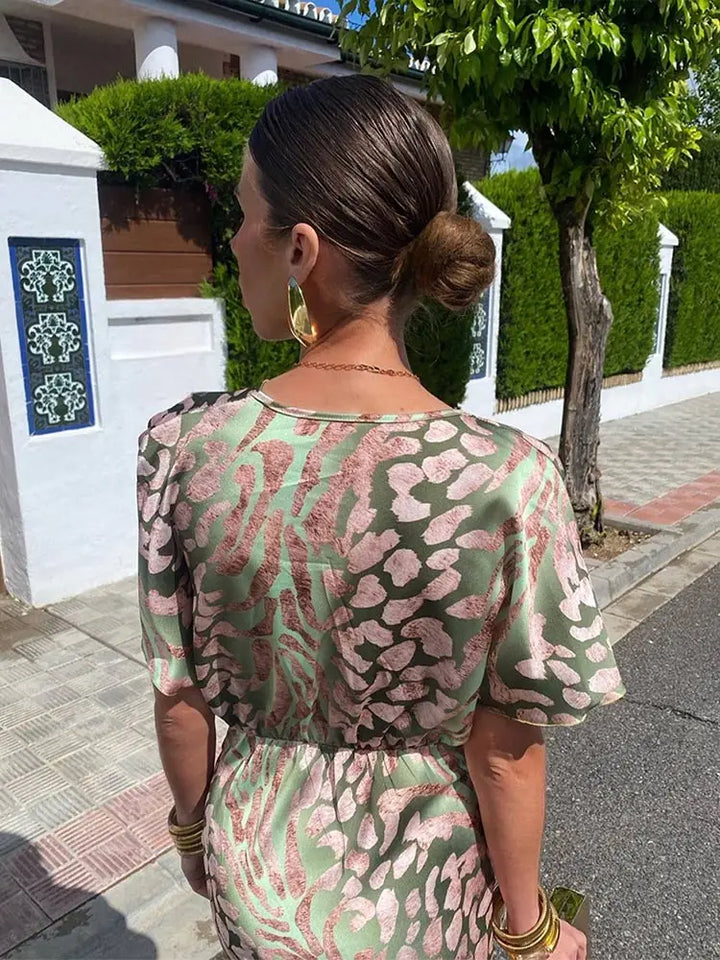 Clarandra™ Twist-Waist Printed Midi Dress