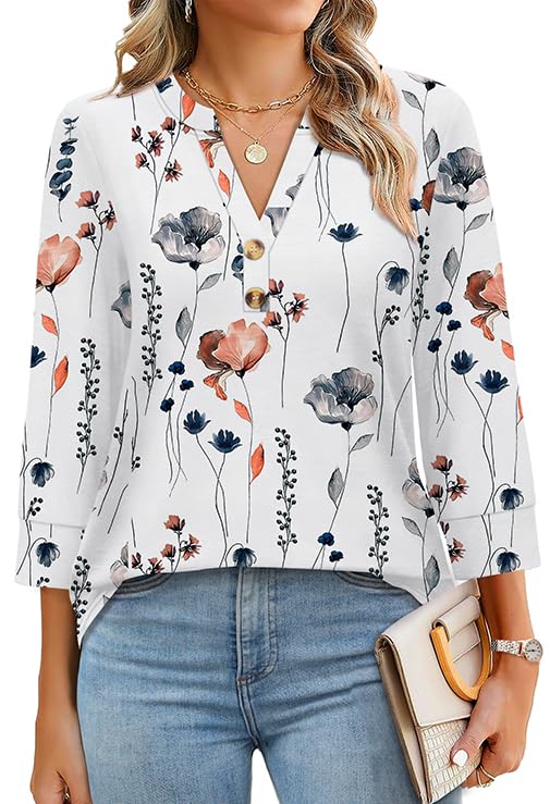 Sylvia™ Boho V-Neck Button Blouse