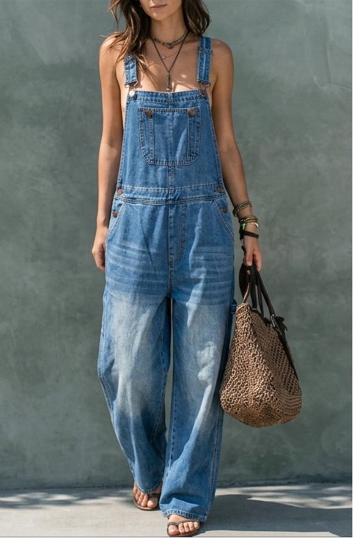Harper™ Elastic Waist Denim Jumpsuit