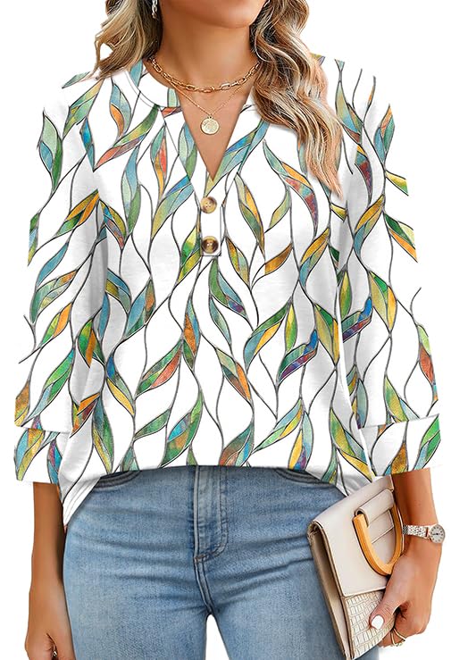 Sylvia™ Boho V-Neck Button Blouse