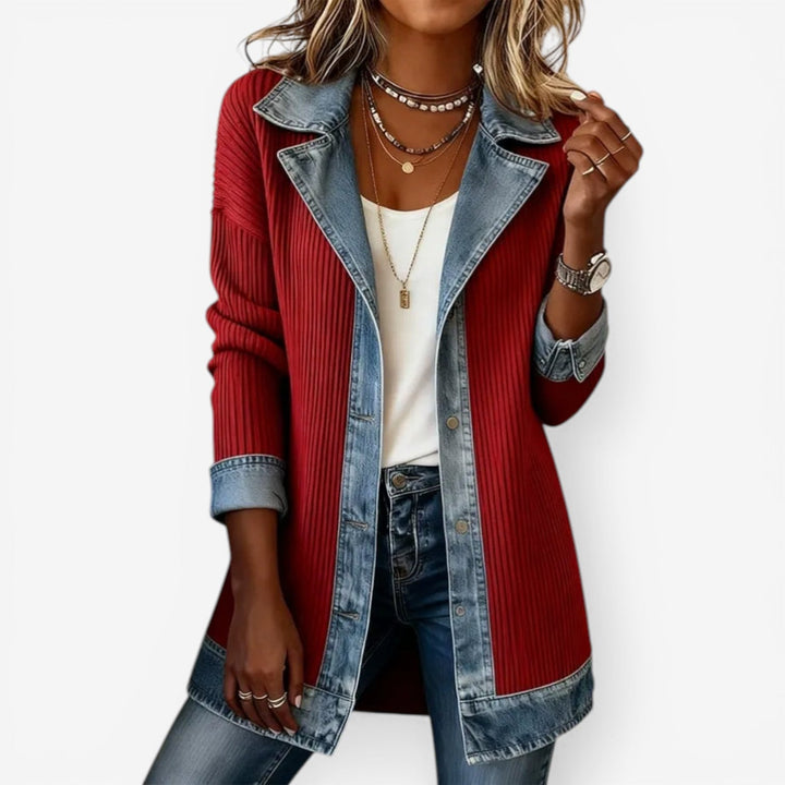 Emilia™ Denim Contrast Knit Blazer