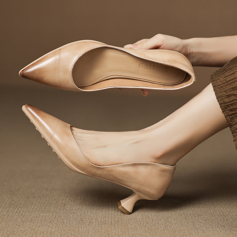 CALENNE™ Leather Kitten Heels