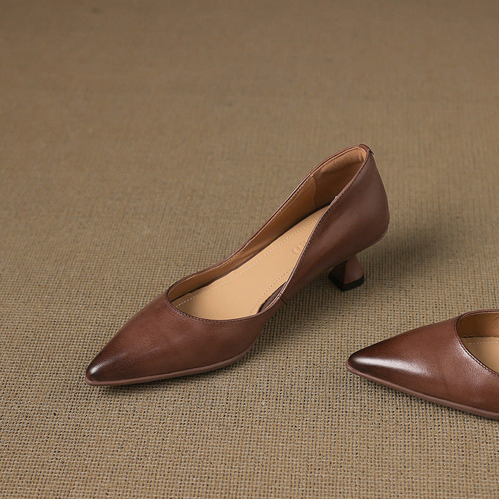 CALENNE™ Leather Kitten Heels