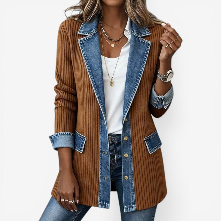 Emilia™ Denim Contrast Knit Blazer
