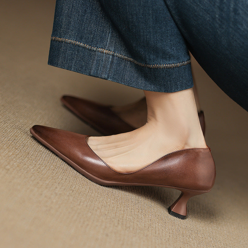 CALENNE™ Leather Kitten Heels