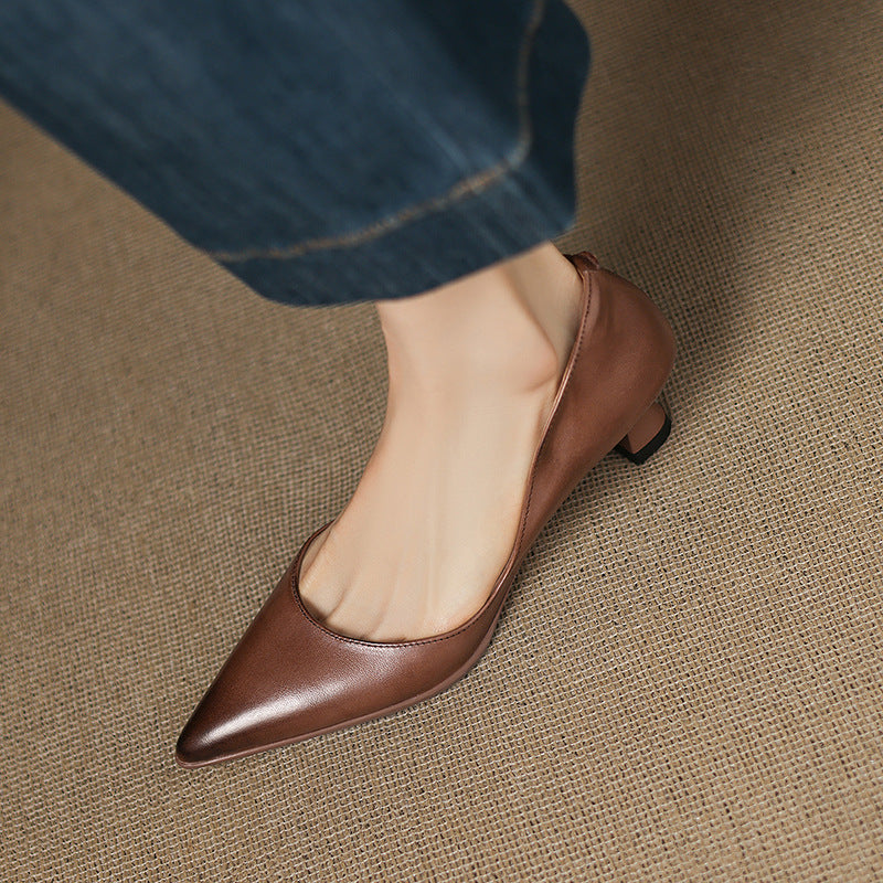 CALENNE™ Leather Kitten Heels
