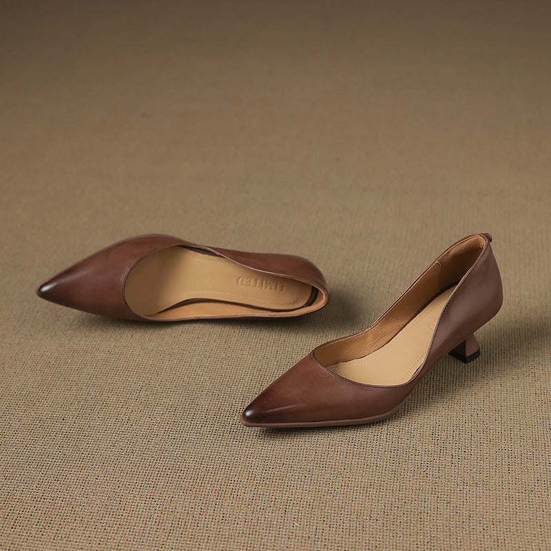 CALENNE™ Leather Kitten Heels