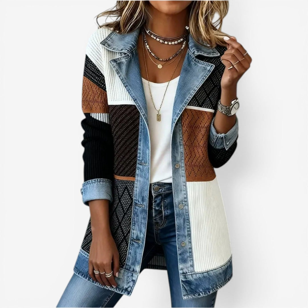 Emilia™ Denim Contrast Knit Blazer