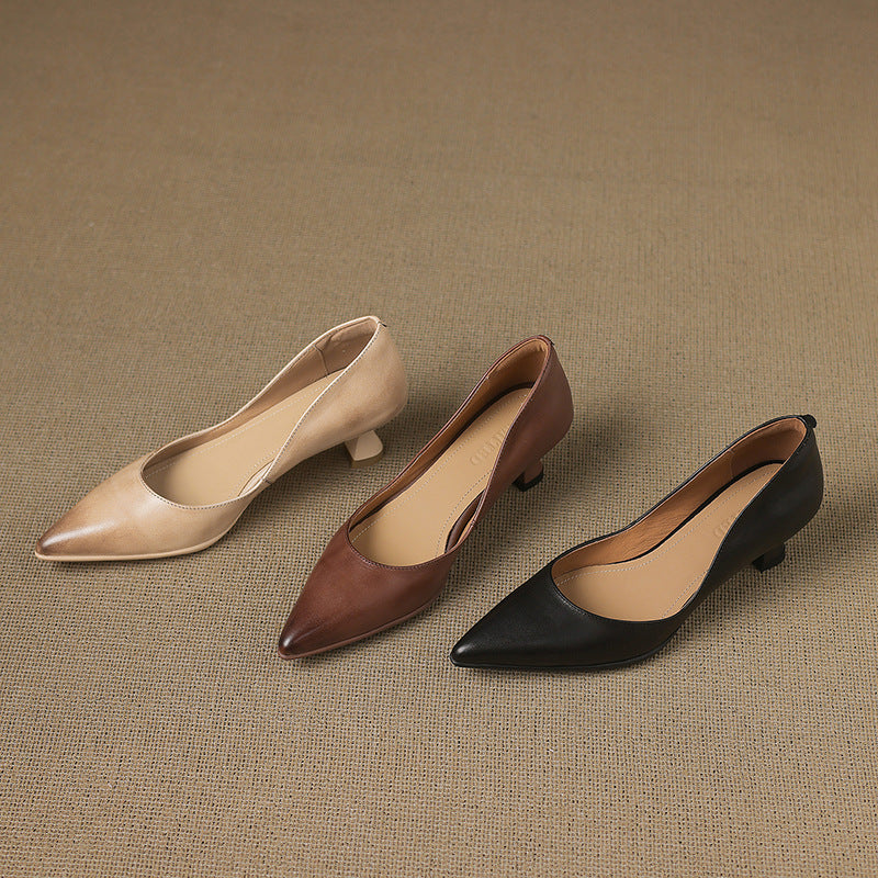 CALENNE™ Leather Kitten Heels