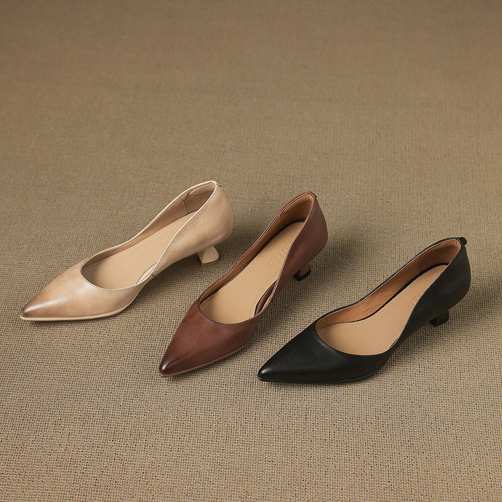 CALENNE™ Leather Kitten Heels