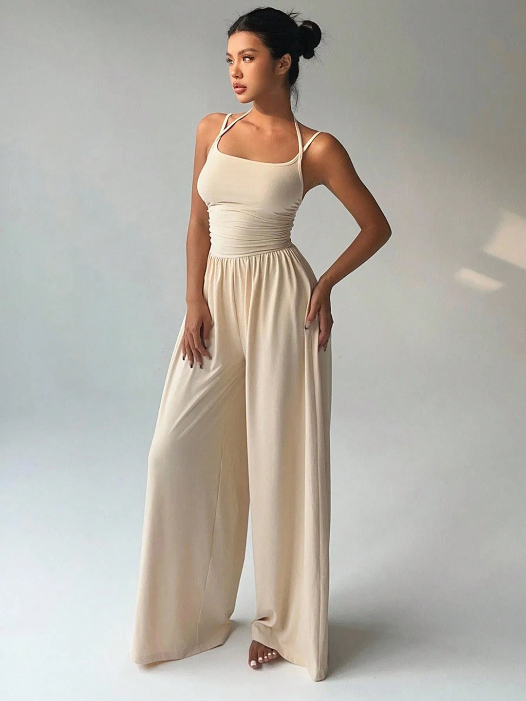 Zaria™ Backless Halter Wide-Leg Jumpsuit