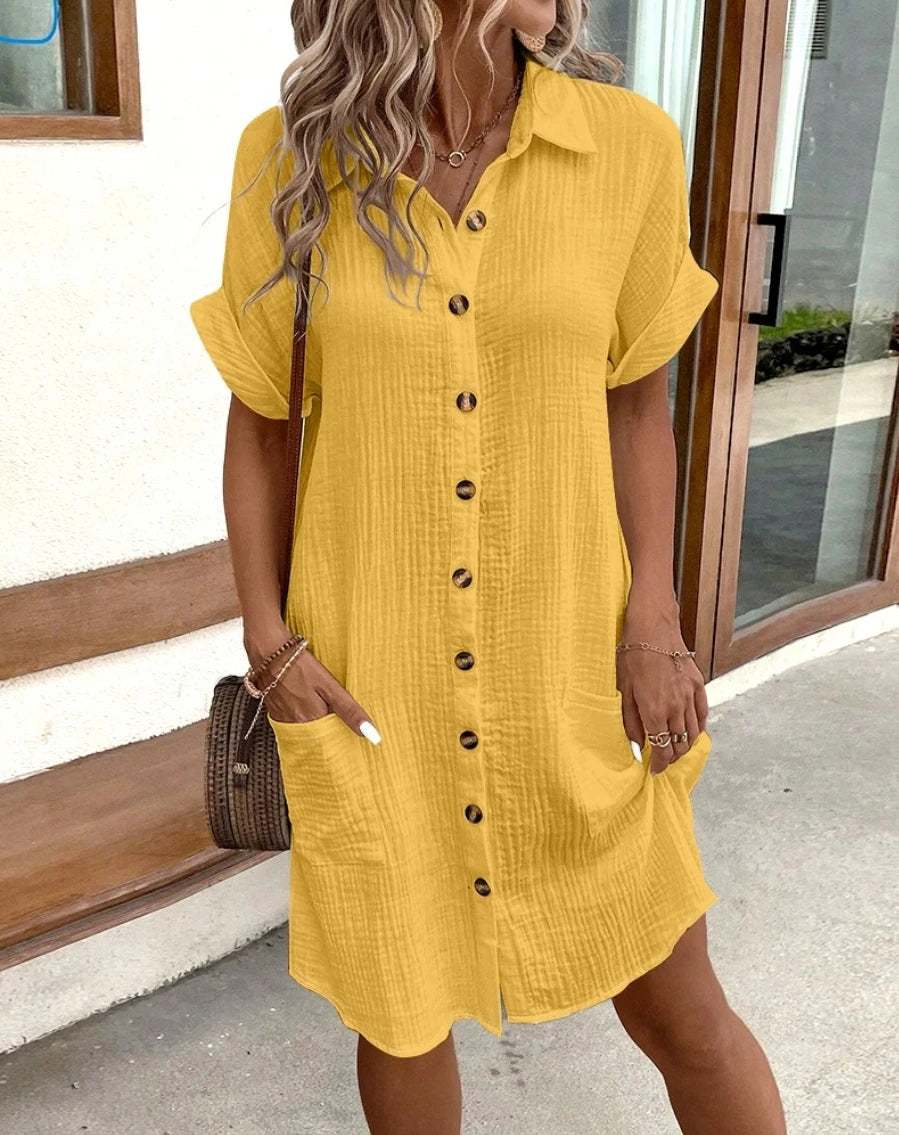 Elina™ Relaxed Button-Front Dress