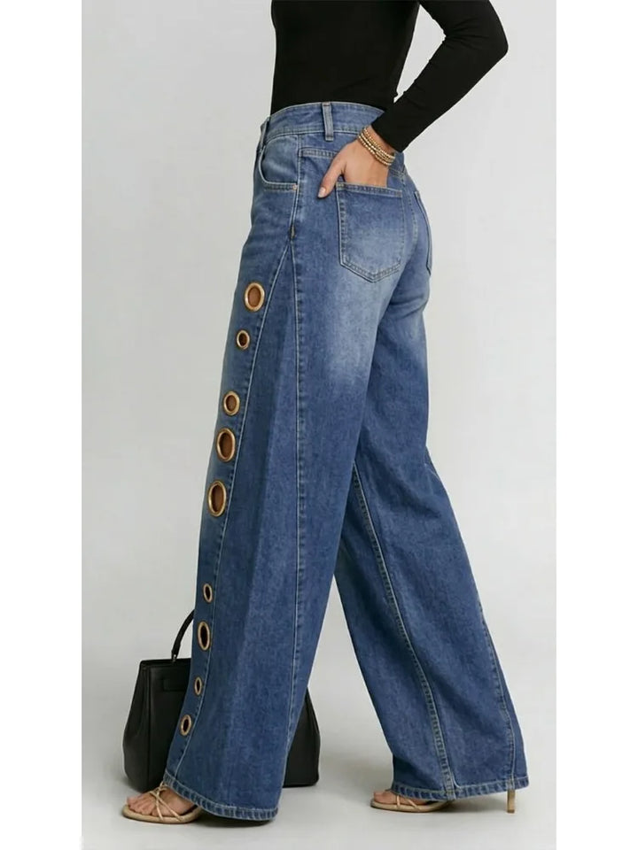 Rivka™ Grommet Wide-Leg Denim Jeans