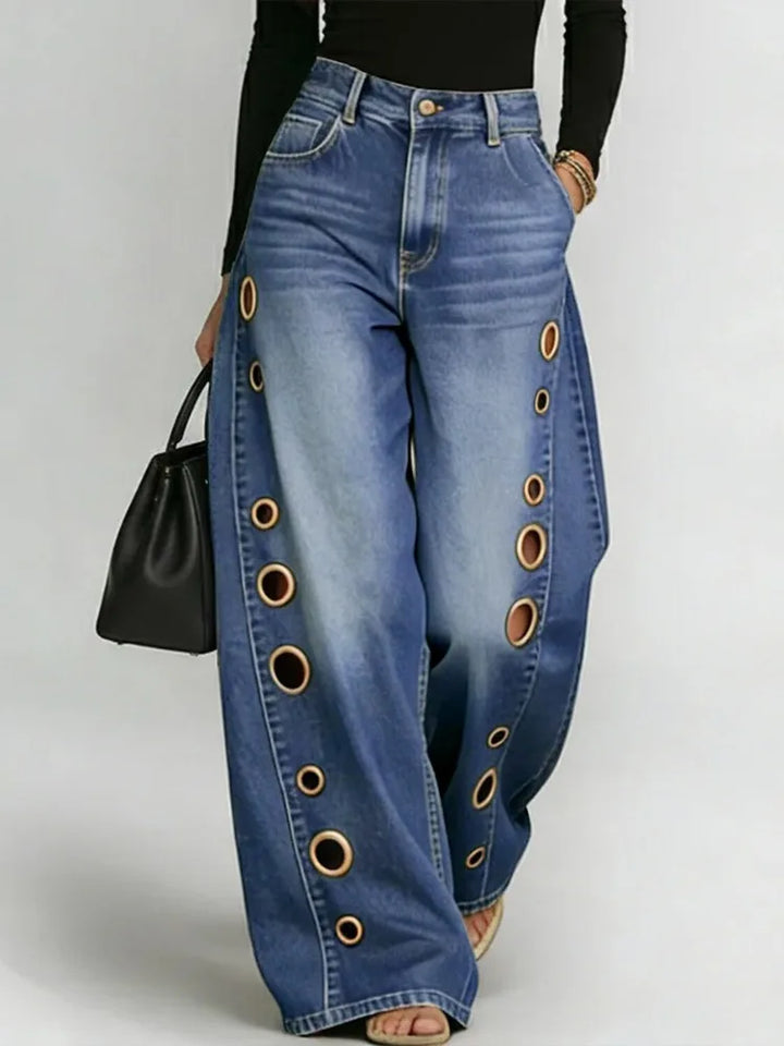 Rivka™ Grommet Wide-Leg Denim Jeans