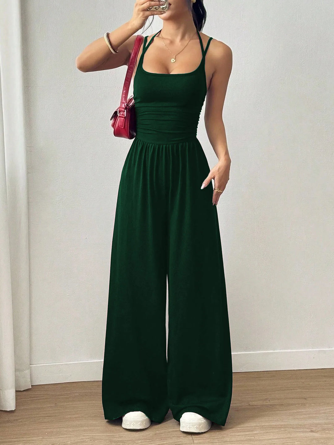 Zaria™ Backless Halter Wide-Leg Jumpsuit