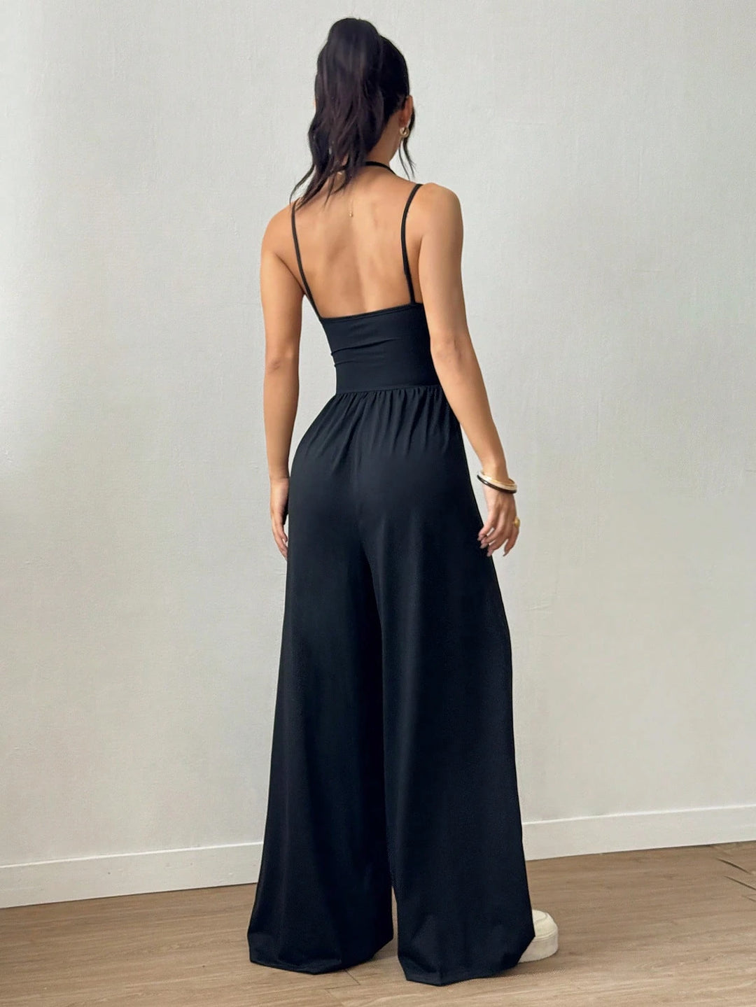 Zaria™ Backless Halter Wide-Leg Jumpsuit