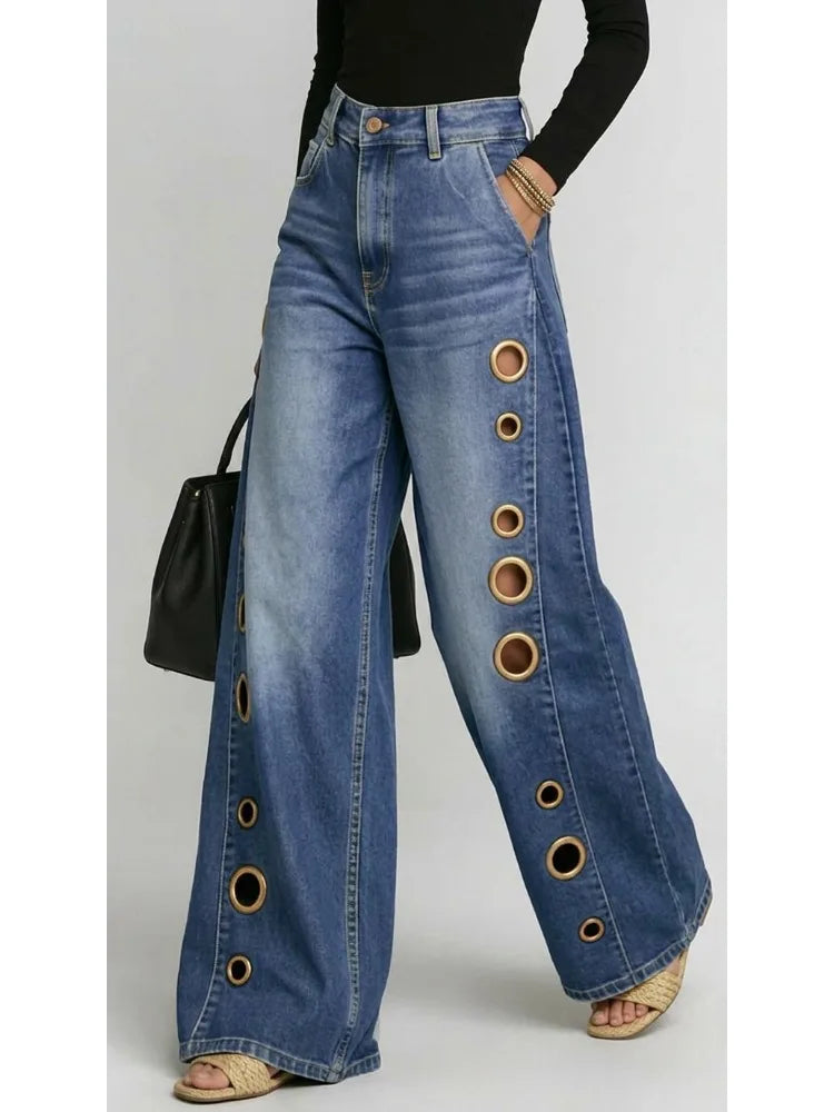 Rivka™ Grommet Wide-Leg Denim Jeans